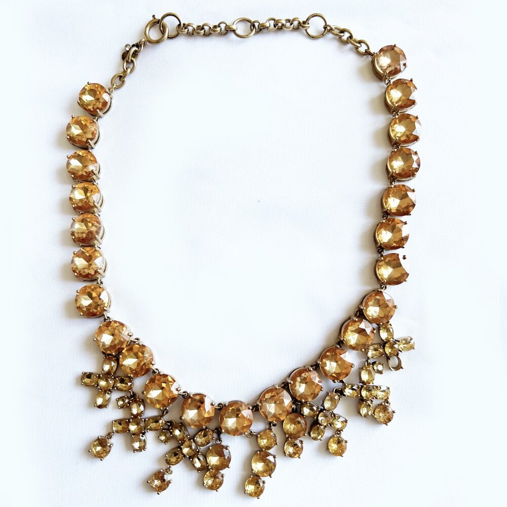 Ann Taylor Rhinestone Necklace - Pink, Yellow and Gold